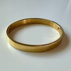 Gold Tone Simple Minimalist Hinged Bracelet